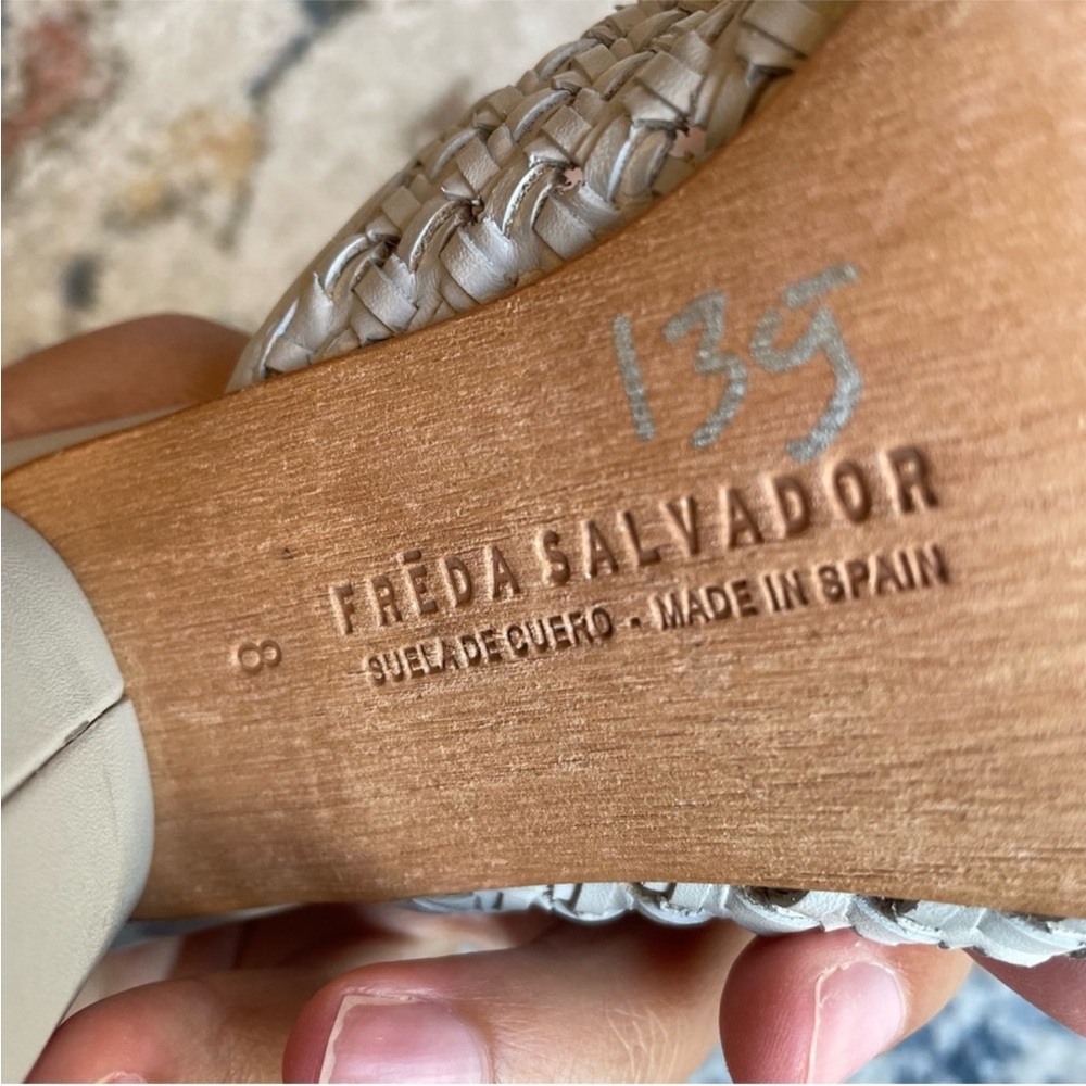 Freda Salvador Cream Woven Mules with Chunky Heel - Picture 6 of 11